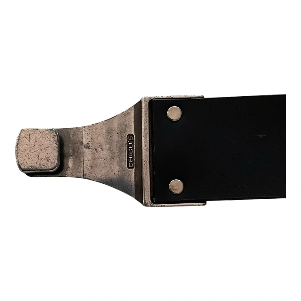Chico’s Black Belt Size Small – Statement Metal Buckle